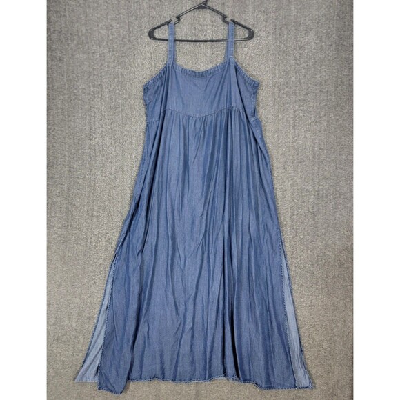 Natural Life Patti Side Slit Maxi Dress Women XXL Blue Chambray Boho Cottagecore - Picture 1 of 11